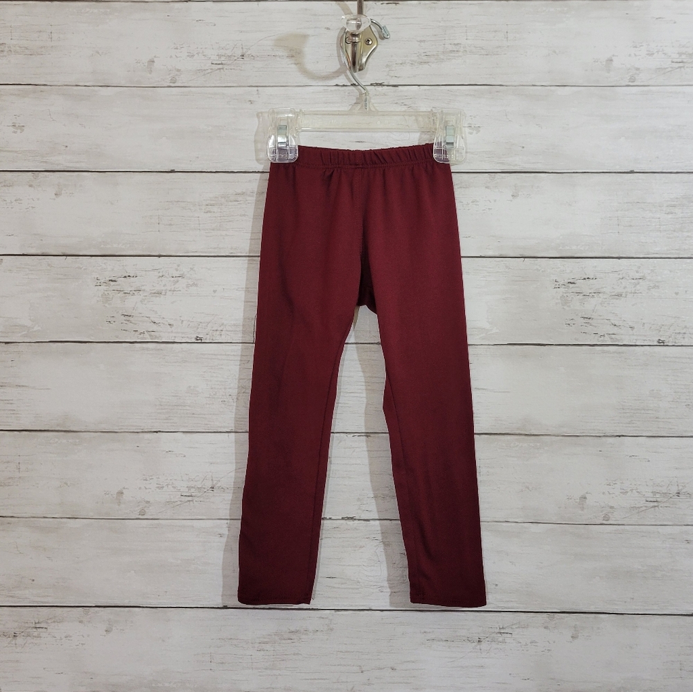 DOT DOT‎ SMILE Baby Girl Solid Burgundy Maroon Buttery Soft Leggings Size 2T